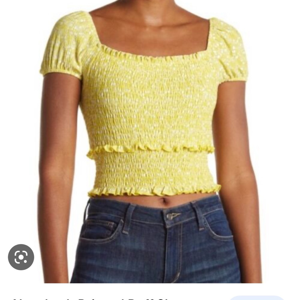 Lush yellow smocked crop top hippie boho